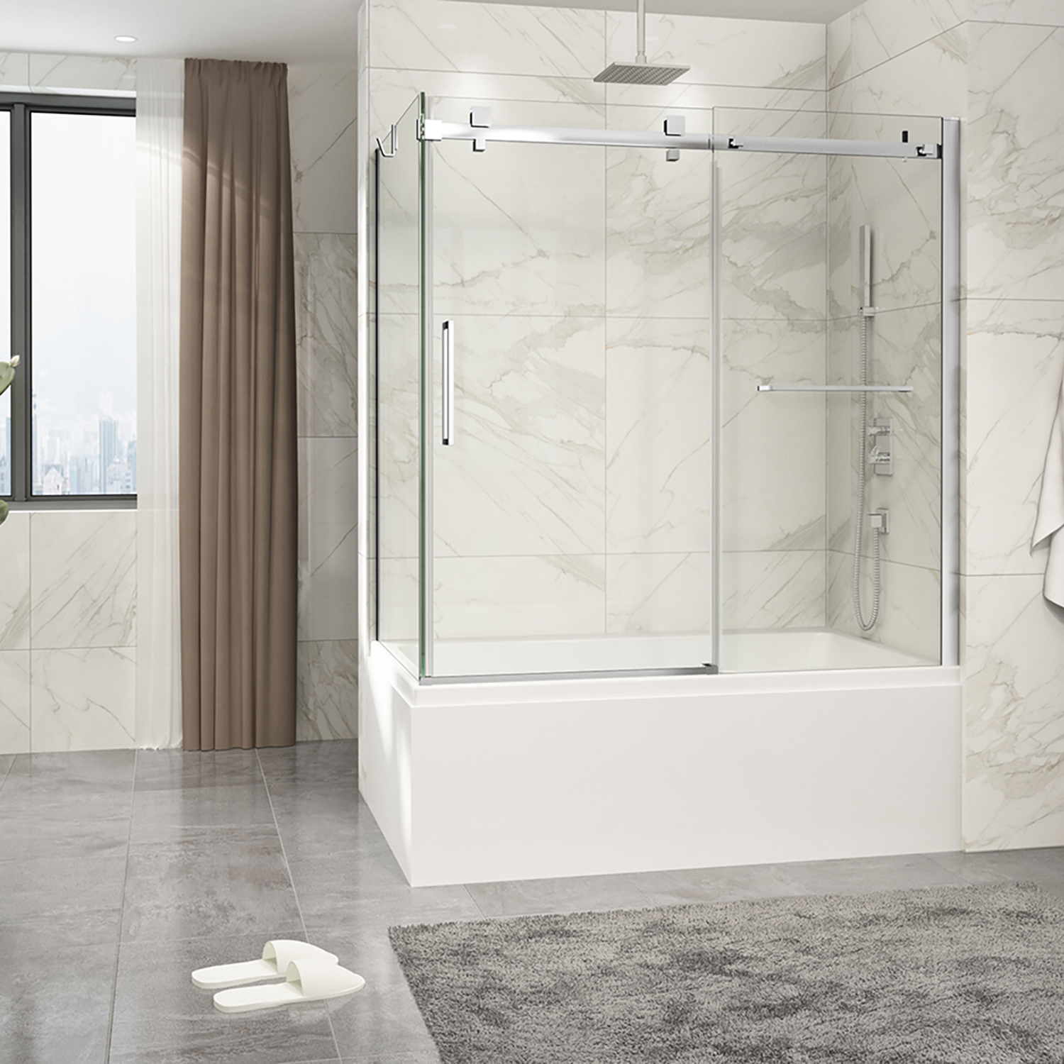 Skirt bathtub in alcove with left drain, 60